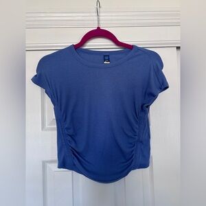 Old Navy UltraLite Short-Sleeve Rib-Knit Side-Runched T-Shirt Girls Blue Size L